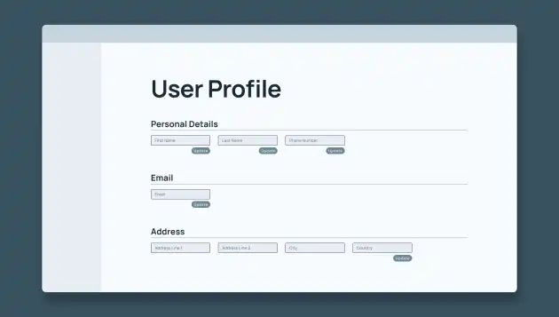 A user profile page with poor UX